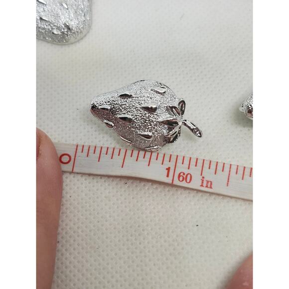 SARAH COVENTRY Strawberry Ice Brooch Earrings Set Silver Vtg 1968 Pin Clip-on - Picture 8 of 8
